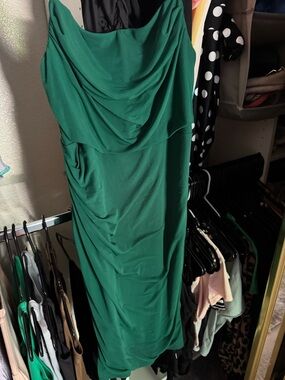 Amazon Green Draped Midi Women’s Dress
